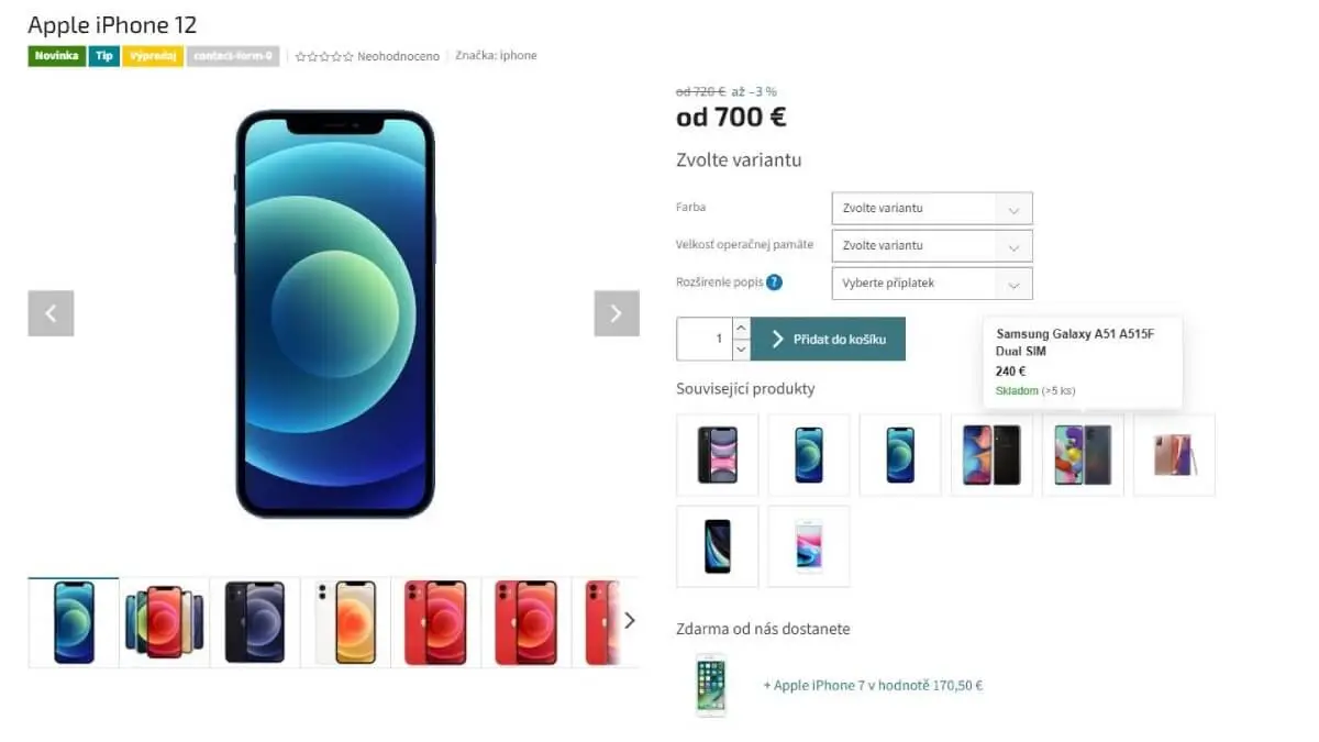 Doplnok - Varianty ako samostatné produkty