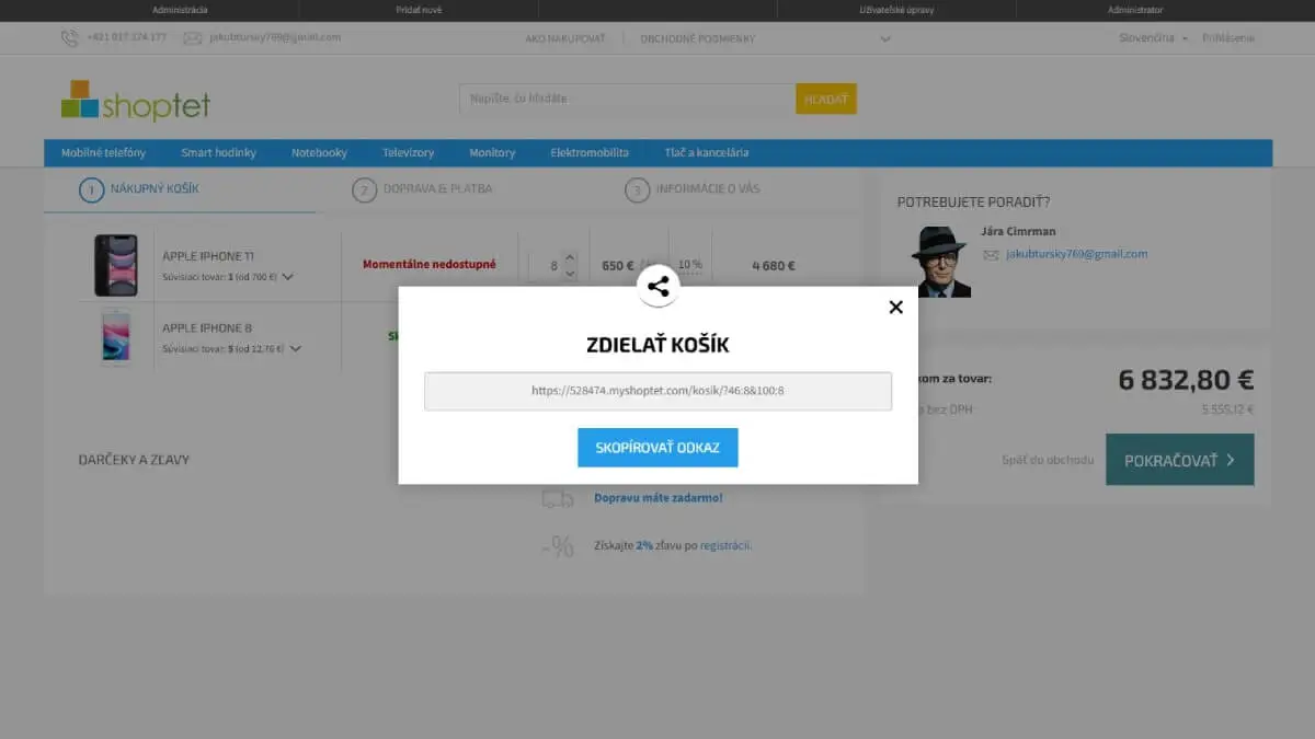 Doplnok - Zdieľaný košík